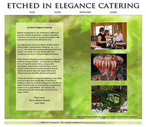 website design in Redding, Ca of a catering company called Etched in Elegance