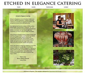 website of a catering company called Etched in Elegance