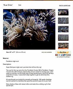 details page of hand woven rug website